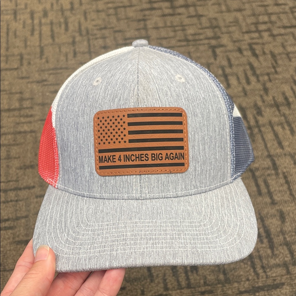 Gray and Red Patriotic Men's Cap